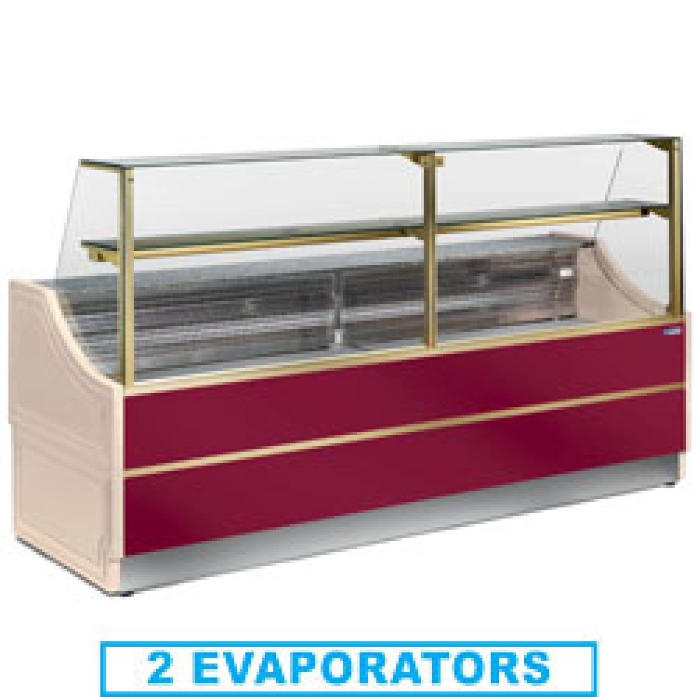Mostrador vitrina refrigerada panel derechos 90°, con reserva