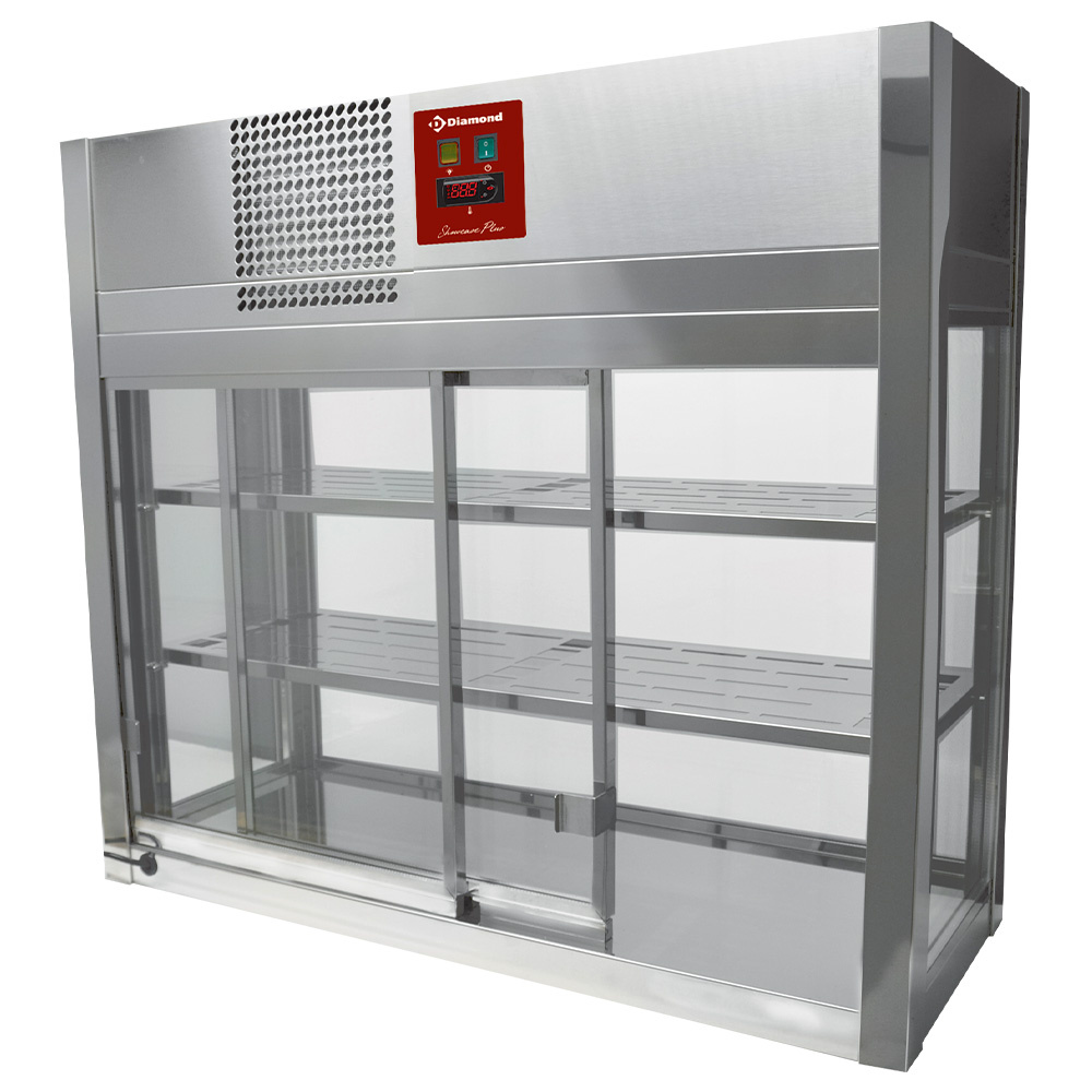 Vitrina refrigerada, 4 lados acristalados, 2 puertas correderas