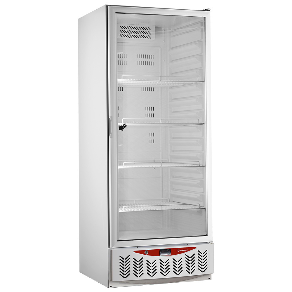 Frigorífico ventilado, puerta de vidrio, 525 litros, GN2/1+600x400, blanco