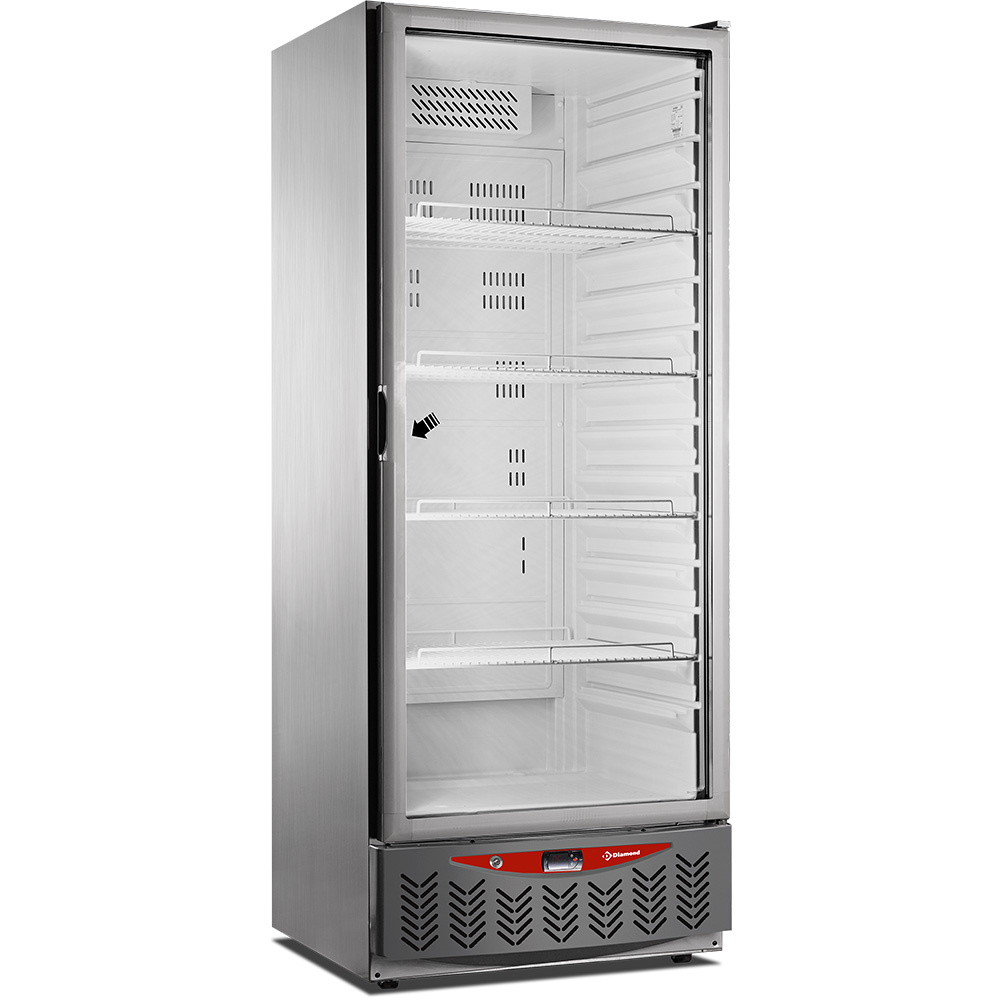 Frigorífico ventilado, 525 litros, puerta de vidrio, GN2/1+600x400, acero inoxidable