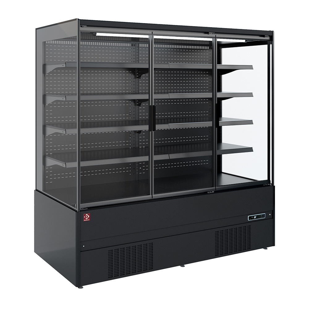 Mueble mural refrigerado, autoservicio, puertas batientes - FULL BLACK