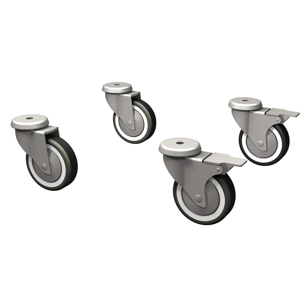 Kit 4 ruedas giratorias "galvanizadas", 2 con freno