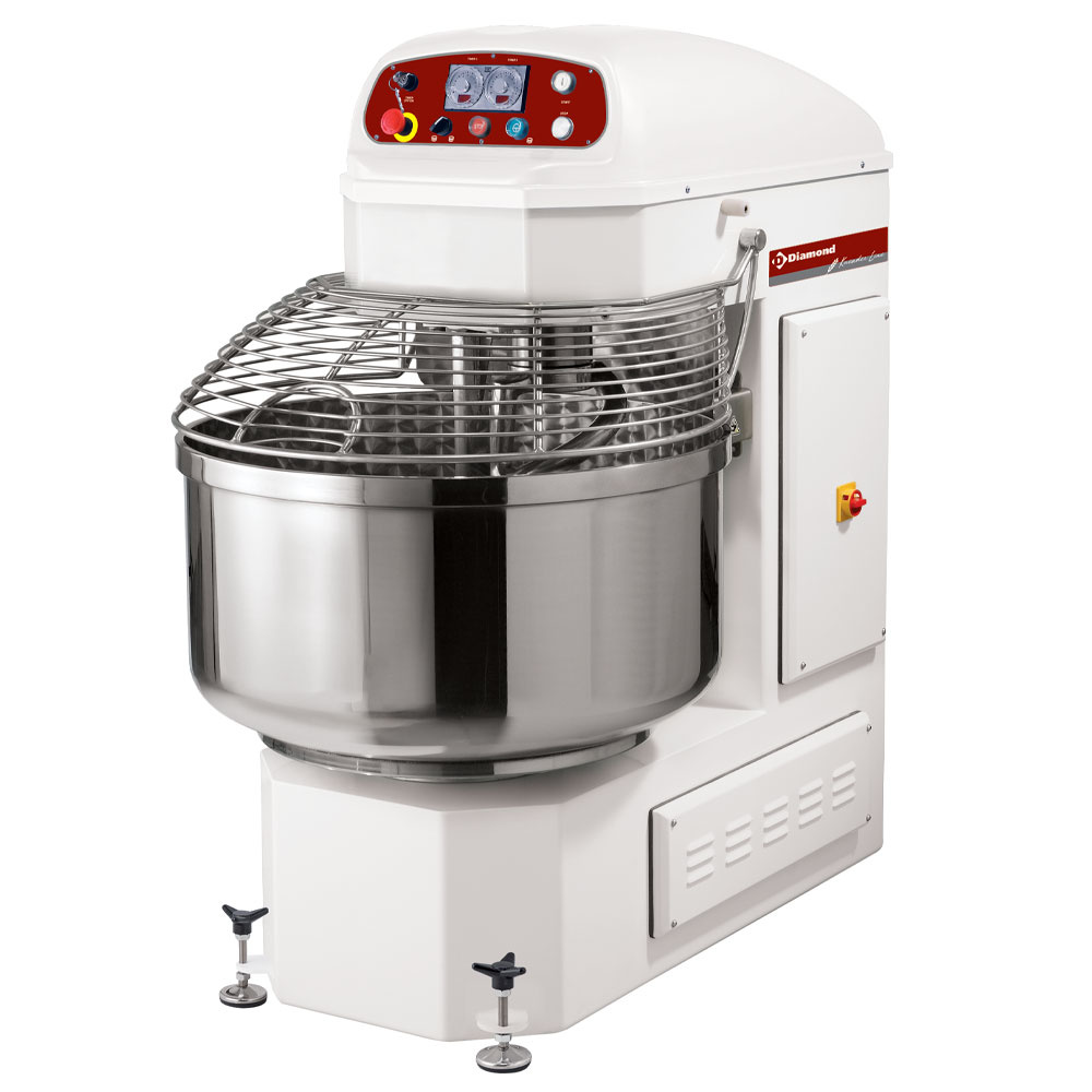 Amasadora automática en espiral, 2 velo., 2 tempor., 2 motores, 100 Kg