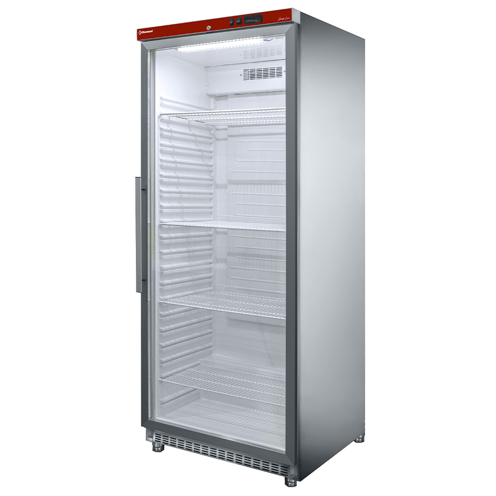 Armario frigorífico GN 2/1, puerta de vidrio, ventilado, 600 litros. acero inoxidable
