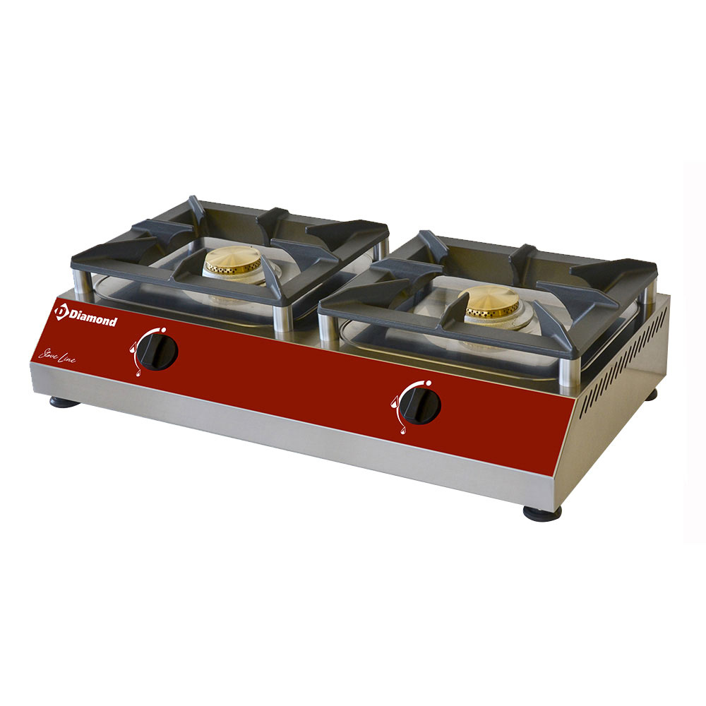 Estufa de gas de mesa, 2 fuegos vivos (2x 5 kW)