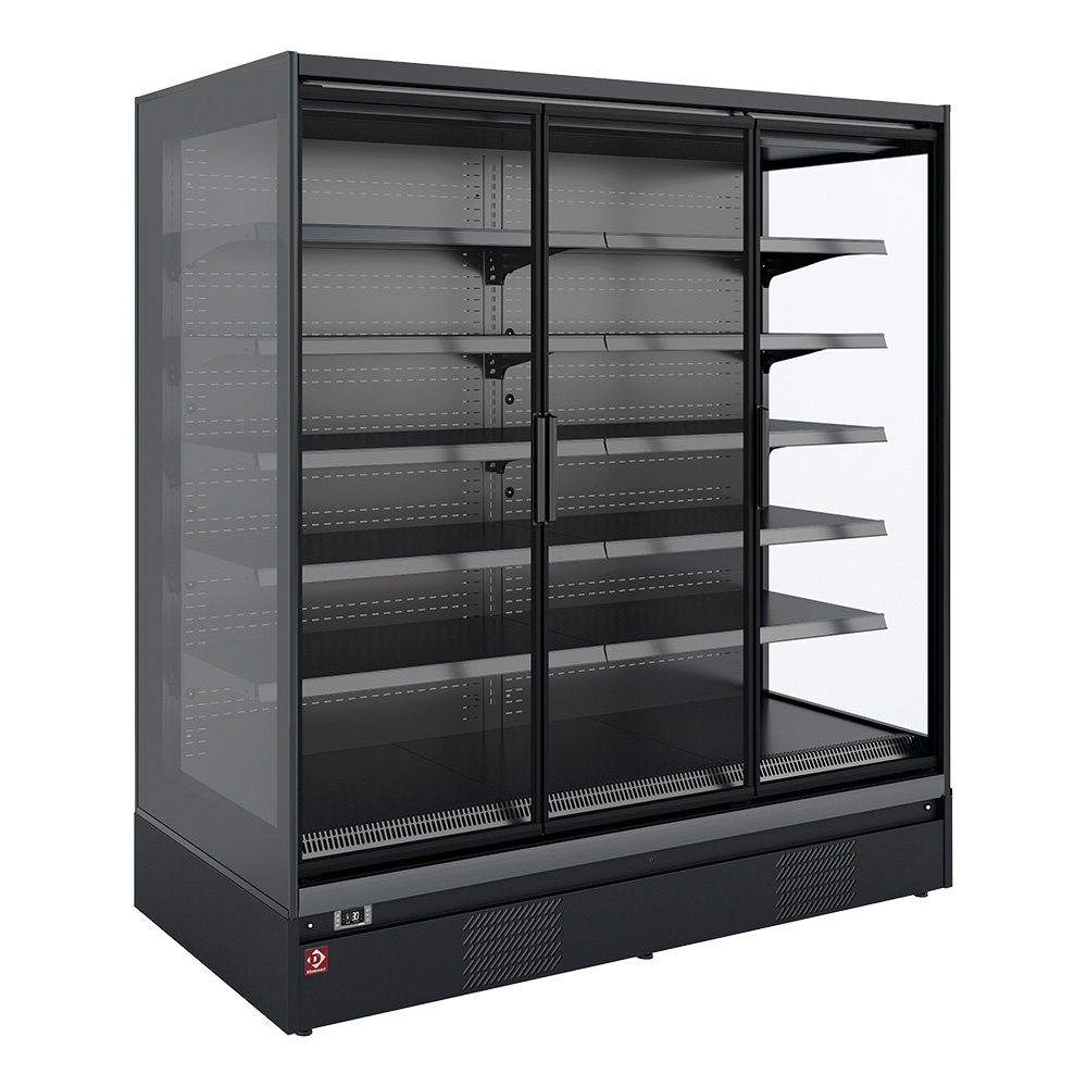 Mueble mural refrigerado, autoservicio, puertas batientes - FULL BLACK
