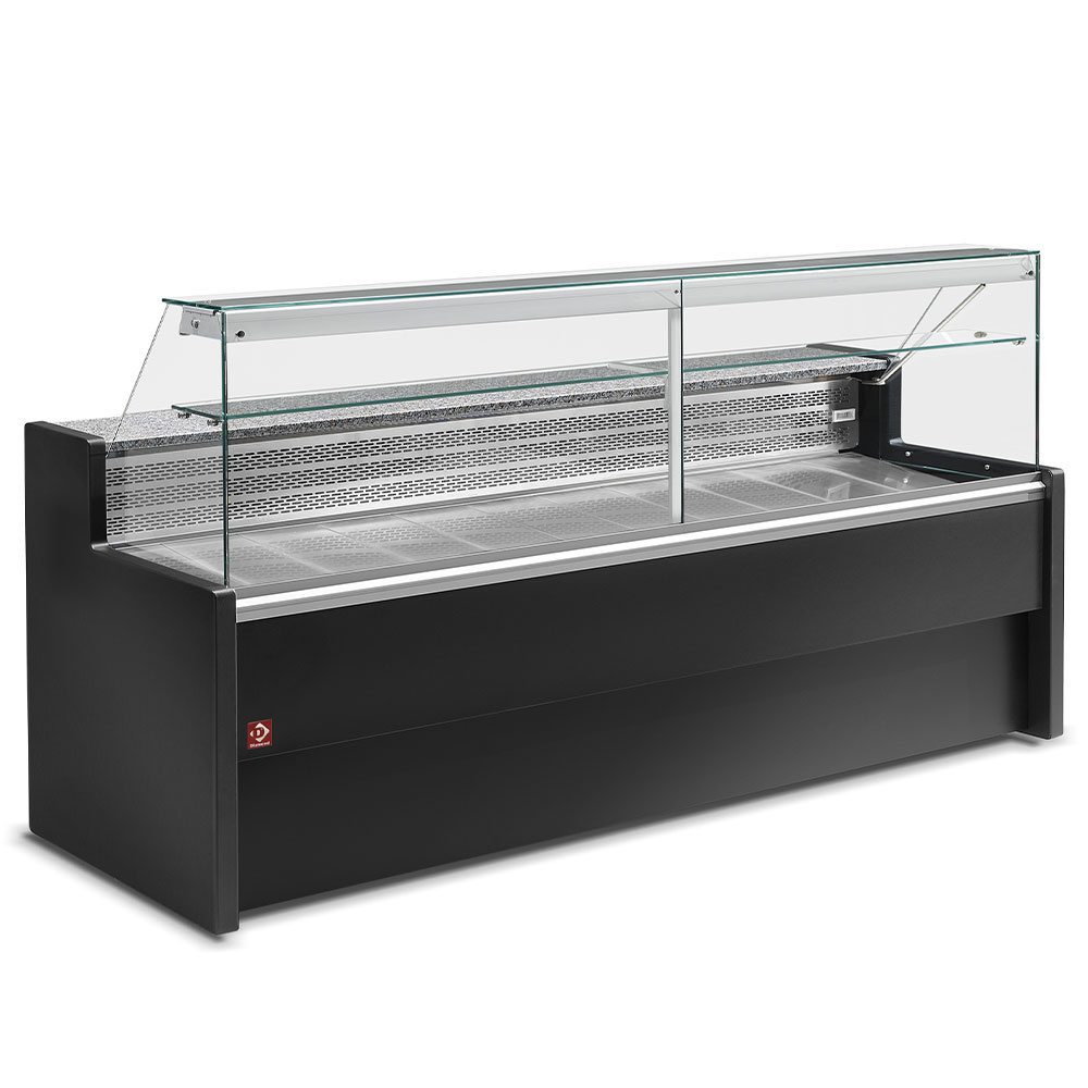 Mostradores refrigerados escaparate de cristal derecho 90 °, con reserva - NEGRO+Kit plexiglass corredoras por RO25/... compuesto de: