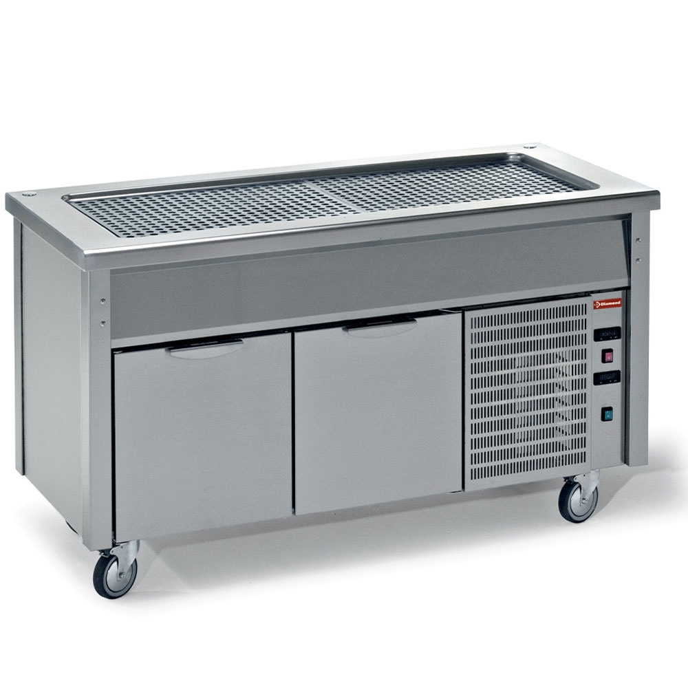 Elemento a top refrigerado sobre armario abierto + ruedas