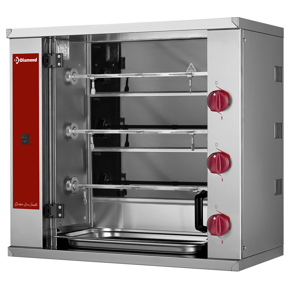 Asador de pollos vitrocerámico, 3 espadas (9 pollos) SMALL