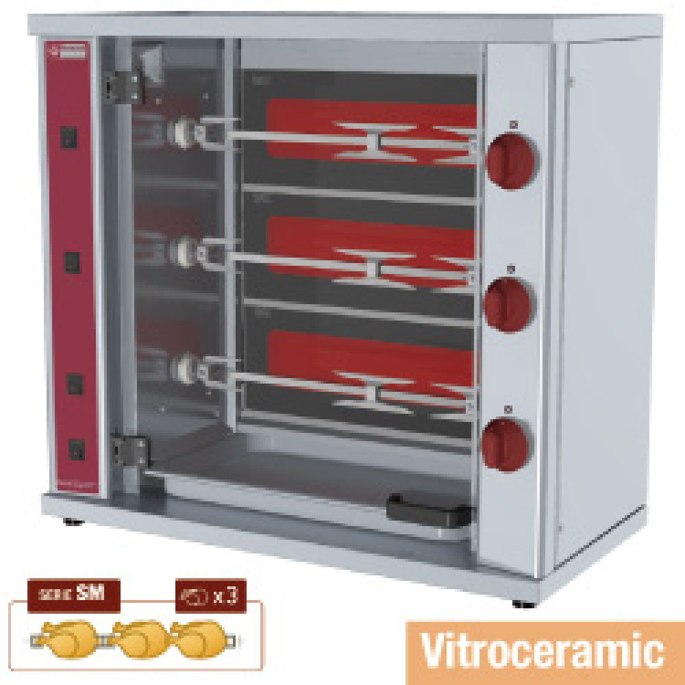 Asador de pollos vitrocerámico, 3 espadas