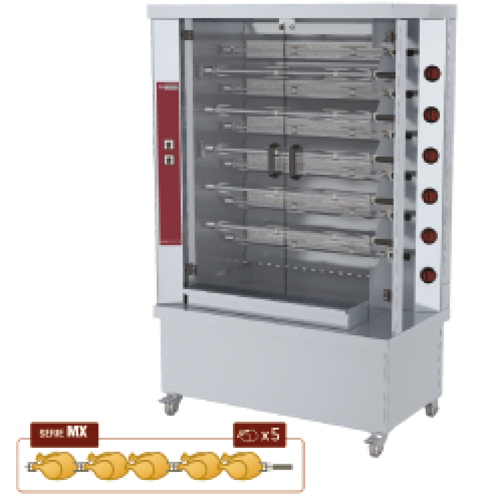 Asador de gas, 11 espadas, (55 pollos)