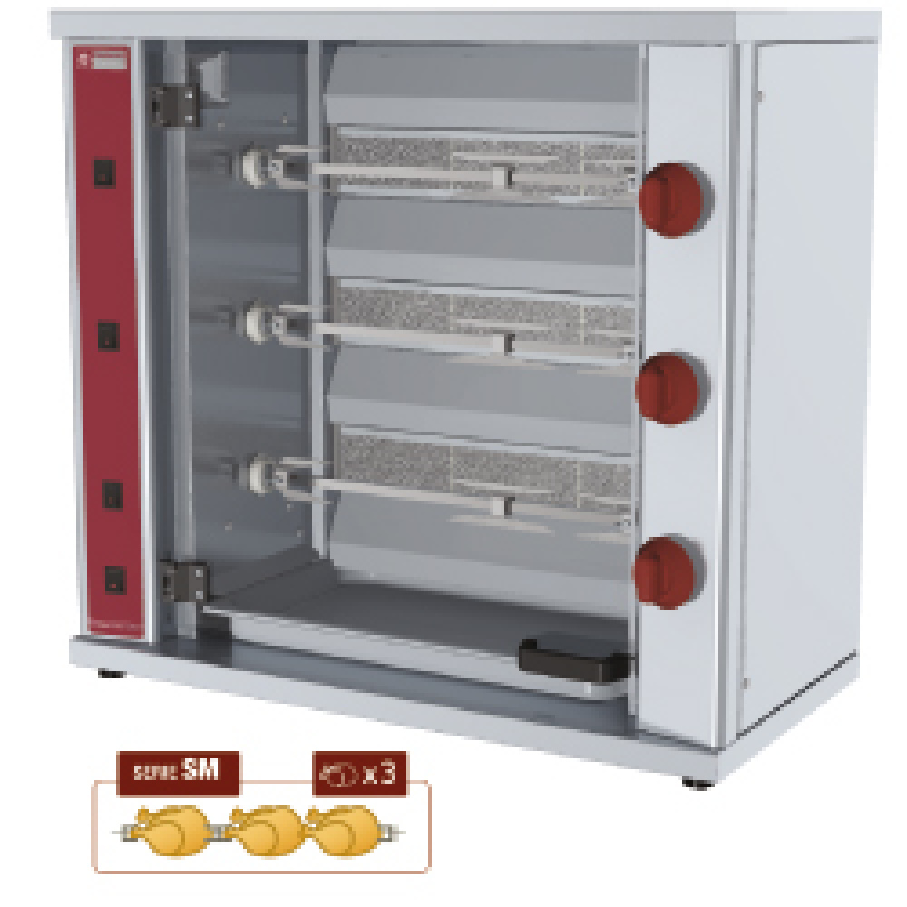 Asador  de gas, 3 espadas (9 pollos) SMALL