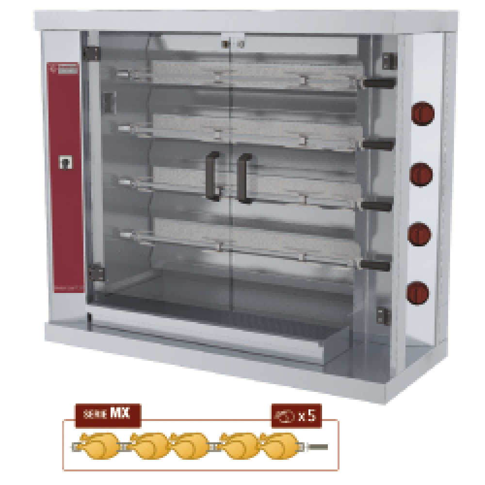 Asador de gas, 4 espadas (20 pollos)