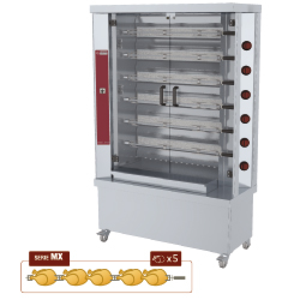 Asador de gas, 6 espadas,(30 pollos)