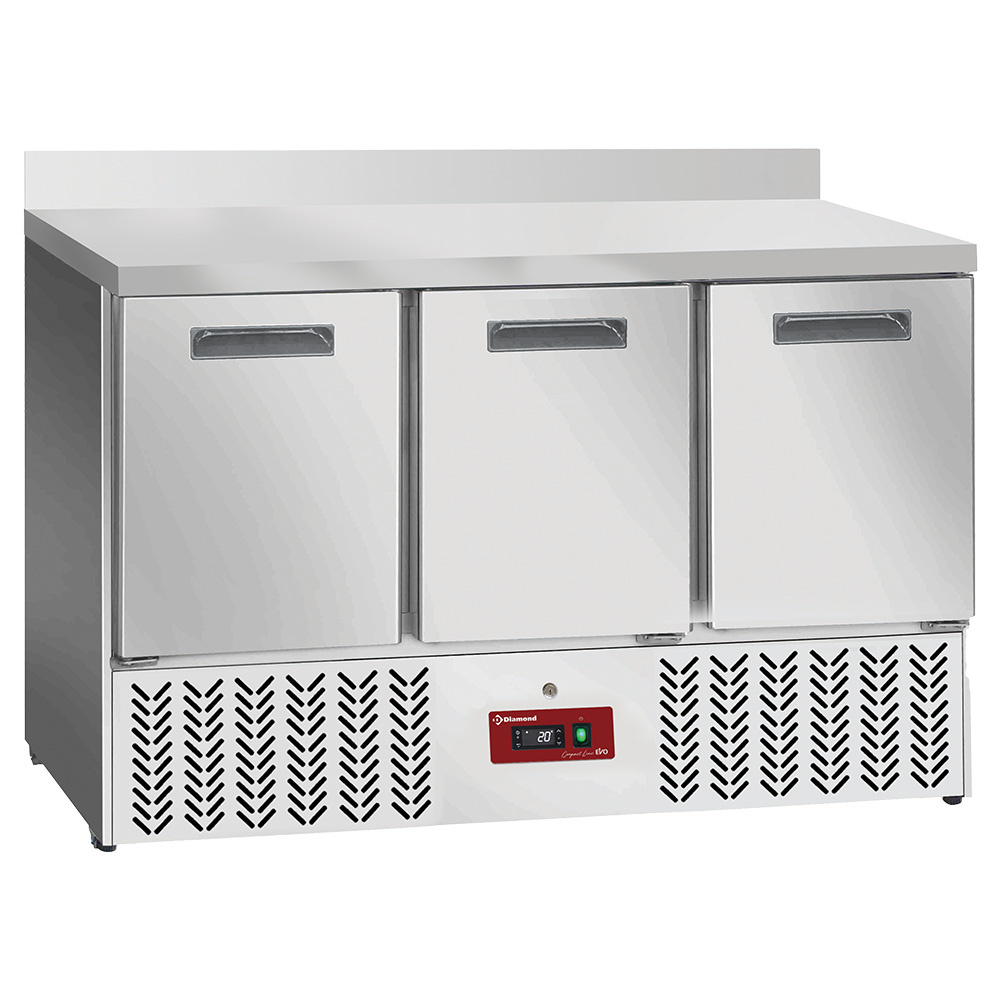 Mesa frigorífica 3 puertas GN 1/1, con respaldo
