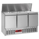 Saladette con tapa 4xGN1/1-150 mm + reserva 3 puertas GN 1/1, 380 Lit