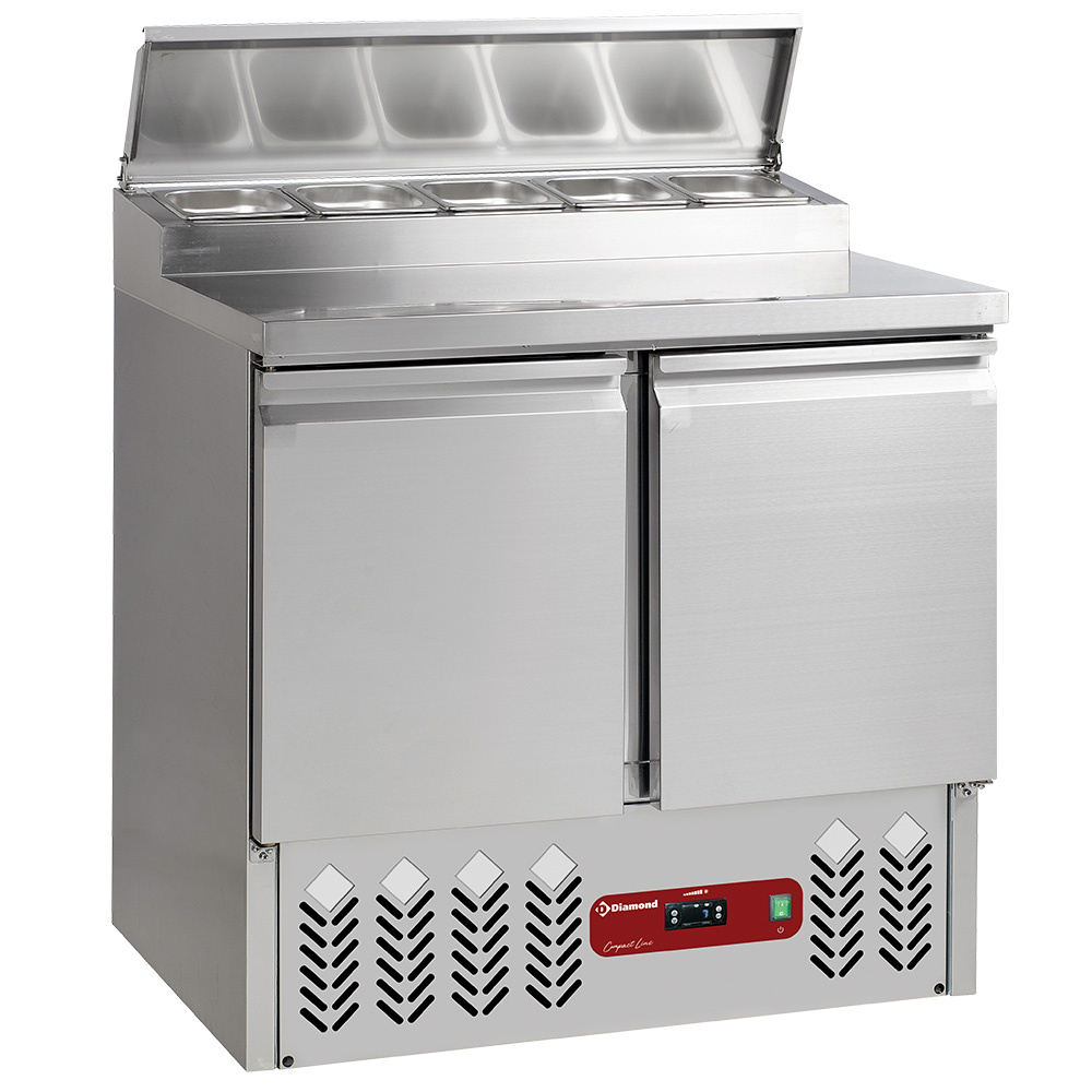 Mesa de preparación frigorífica 2 puertas GN 1/1, 230 Lit + estructura refrigerada 5x GN1/6-150 mm