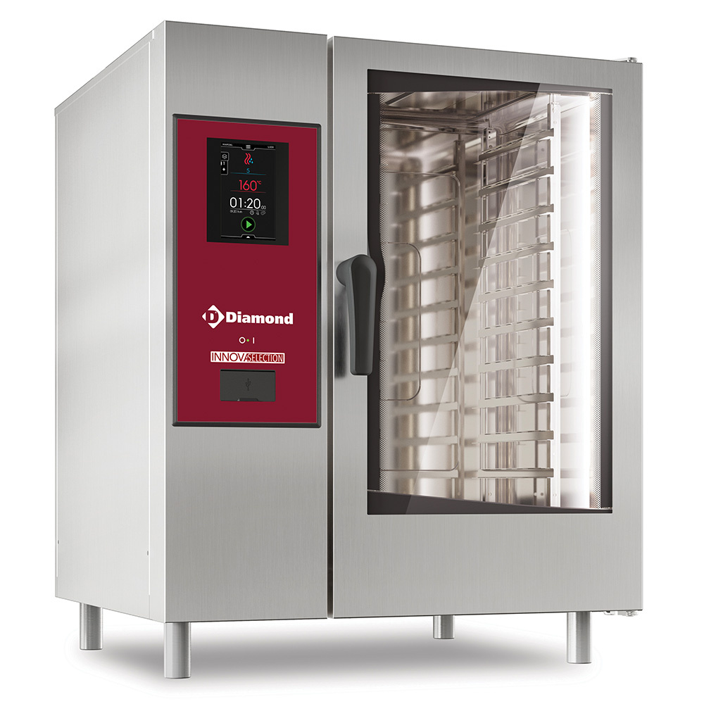Horno eléctrico "TOUCH" vapor directo y convección 10x GN 1/1 + Cleaning