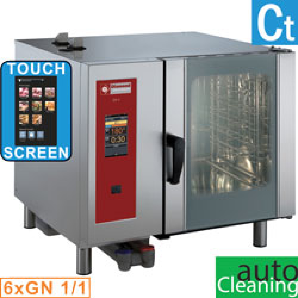 Horno gas "TOUCH"vapor directo y convección, 6x GN 1/1+Cleaning - AGA