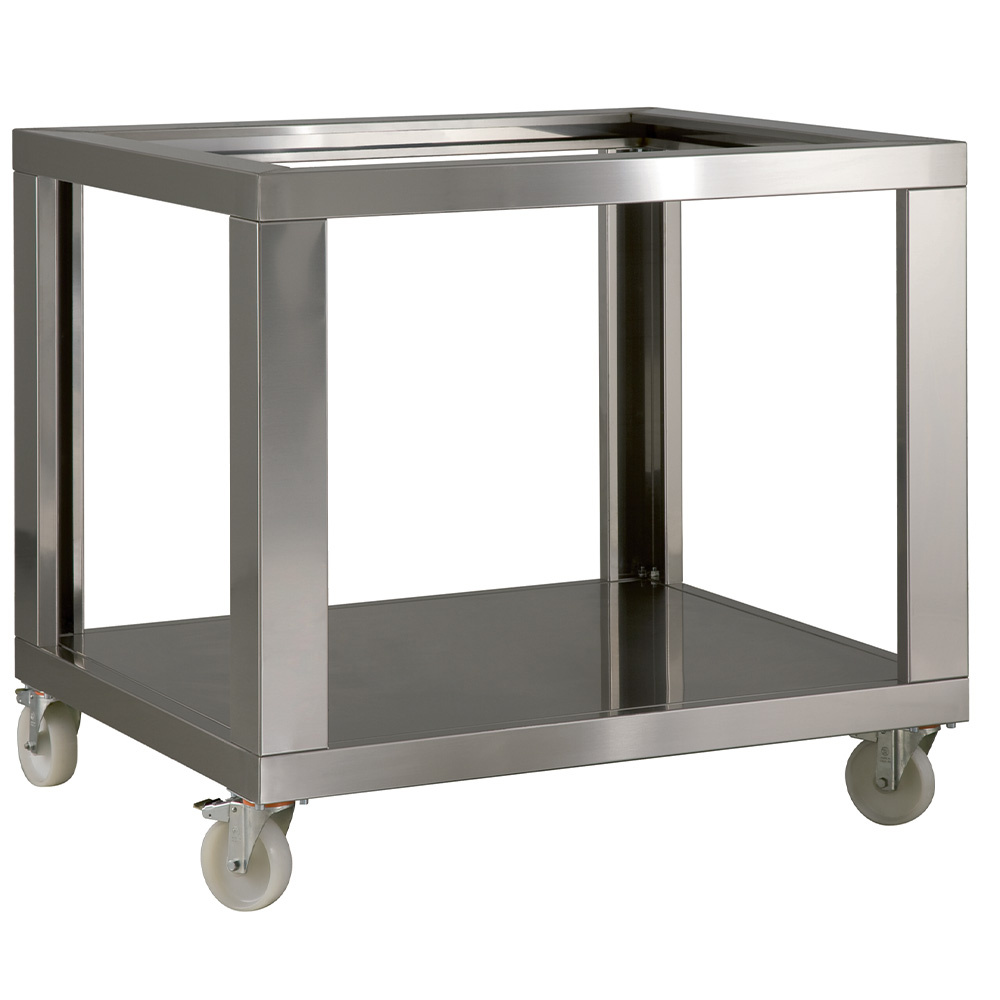 Soporte de acero "imitación de acero inoxidable".  x GL6/35-D,  con ruedas, 2 con frenos