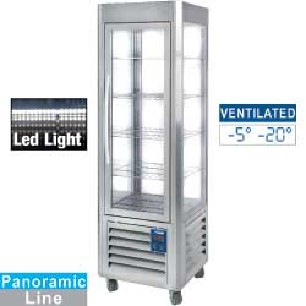Vitrina panorámica, 5 parrillas, 360 LT., Inox.