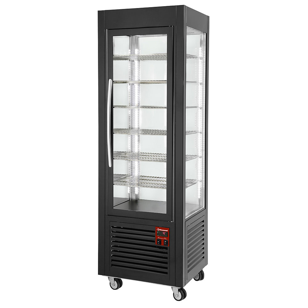 Vitrina panorámica, 5 parrillas, ventilada, 360 LT, Negro