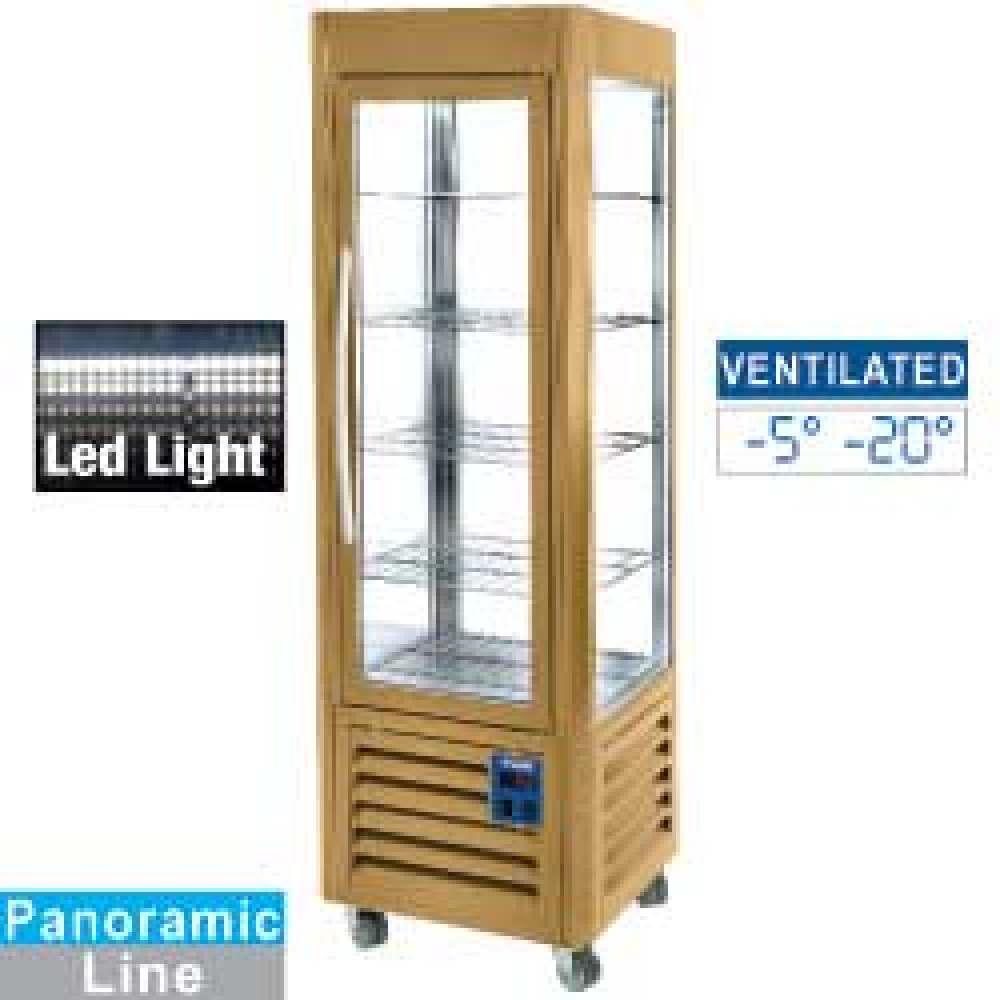 Vitrina panorámica, 5 rejillas, ventilado,  360 LT, Gold