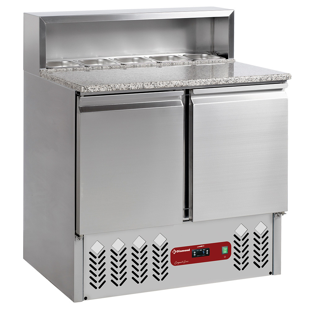 Mesa de preparación refrigerada de 2 puertas GN 1/1, 240 Lit, estructura refrigerada 5x GN1/6-150 mm