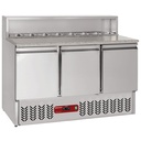 Mesa de preparación de 3 puertas GN 1/1, 380 Lit, estructura refrigerada 8x GN1/6-150 mm