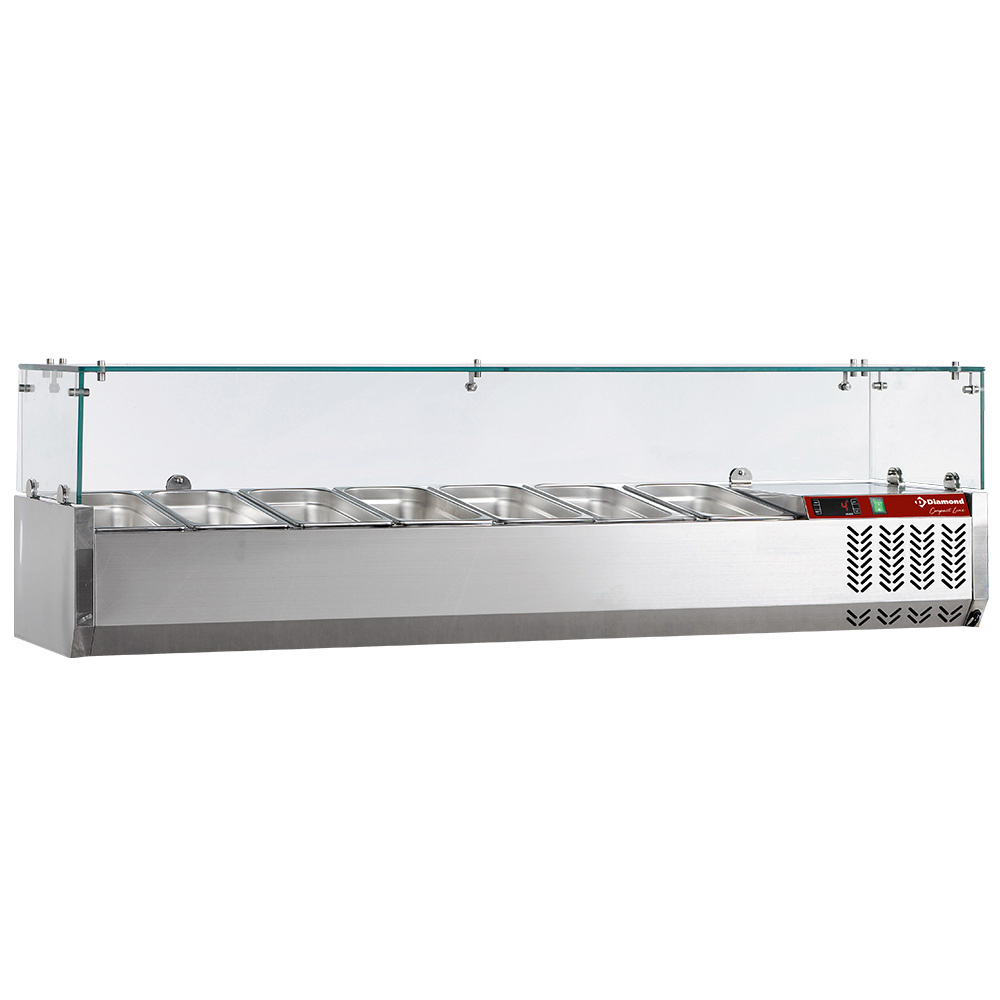 Vitrina refrigerada 7x GN 1/4 - 150 mm, con cristal