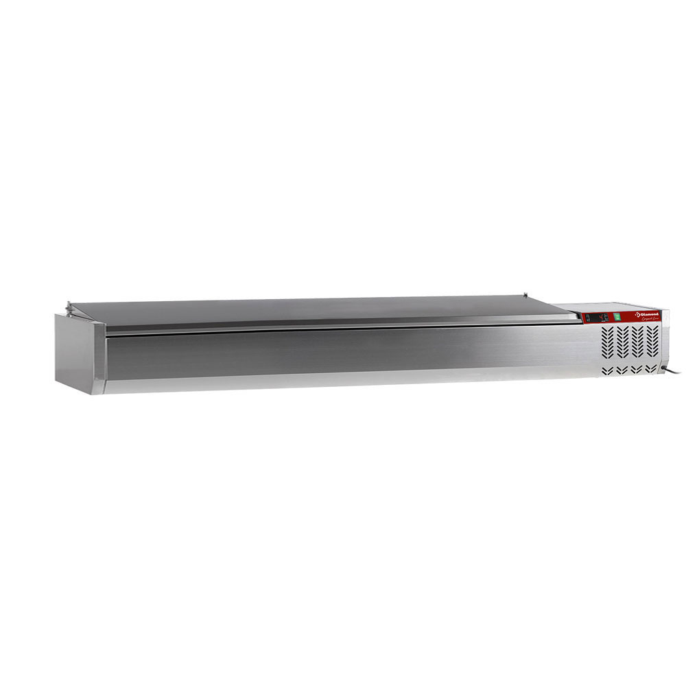 Estructura refrigerada 10x GN 1/4 - 150 mm, con tapa en acero inoxidable