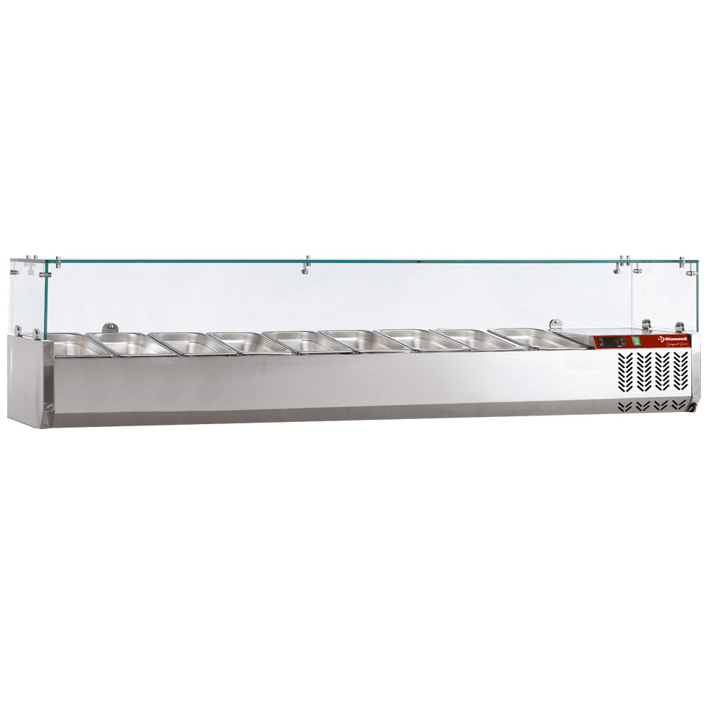 Vitrina refrigerada 10x GN 1/4 - 150 mm, con cristal