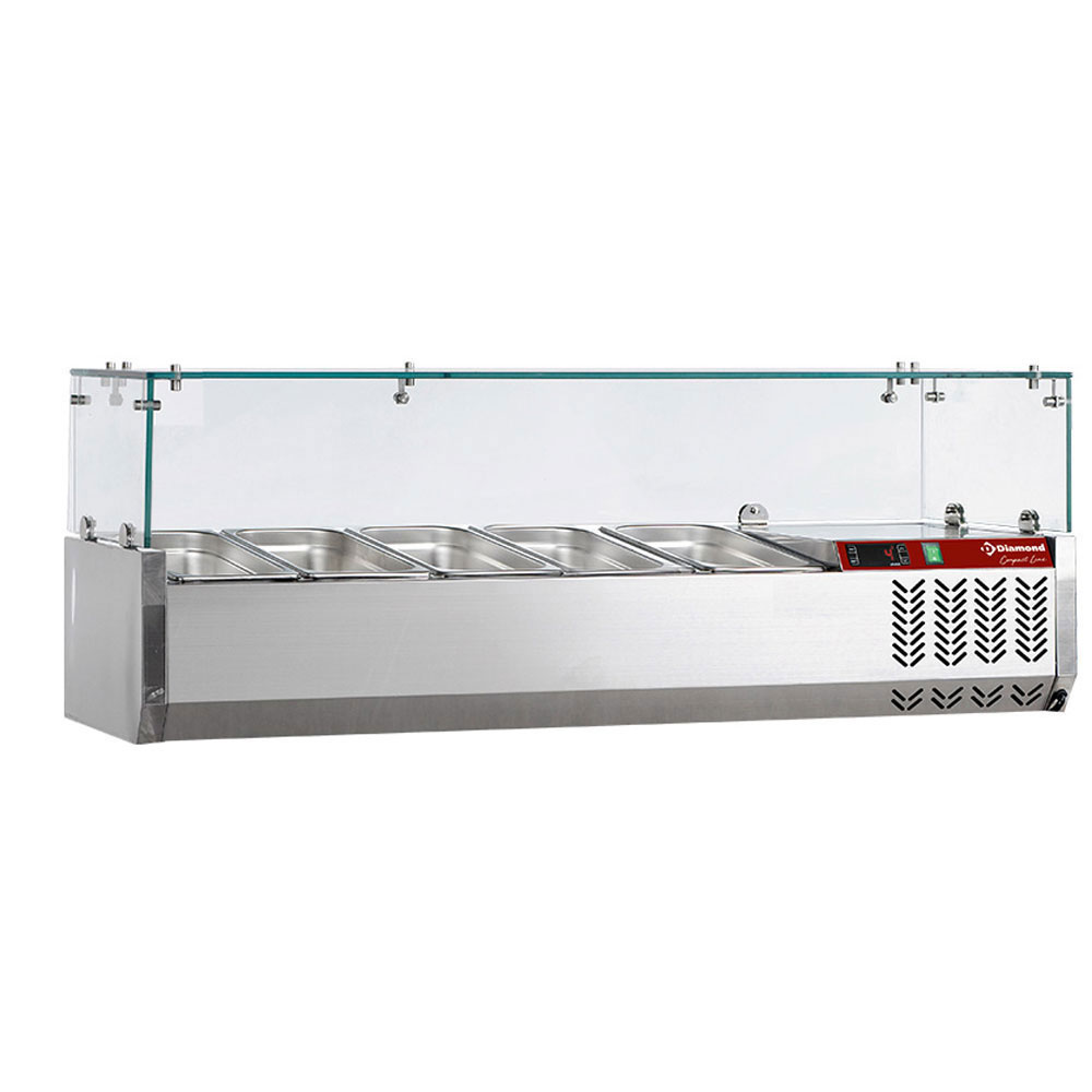 Vitrina refrigerada 4x GN 1/3 -150mm, con cristal