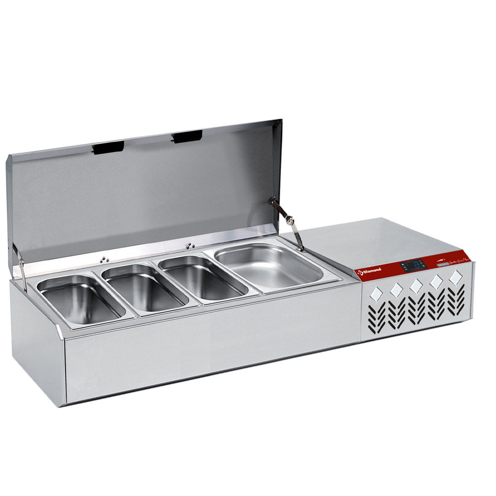 Estructura refrigerada GN 4x1/3, 1x1/9, con tapa