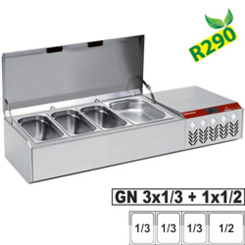 Estructura refrigerada GN 3x1/3, 1x1/2, con tapa