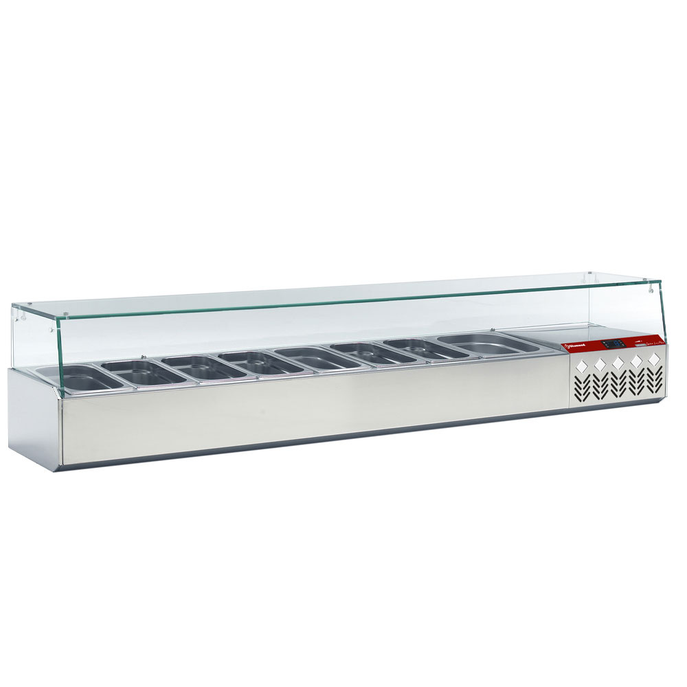 Estructura refrigerada GN 8x1/3, 1x1/9,  con cristal derecho