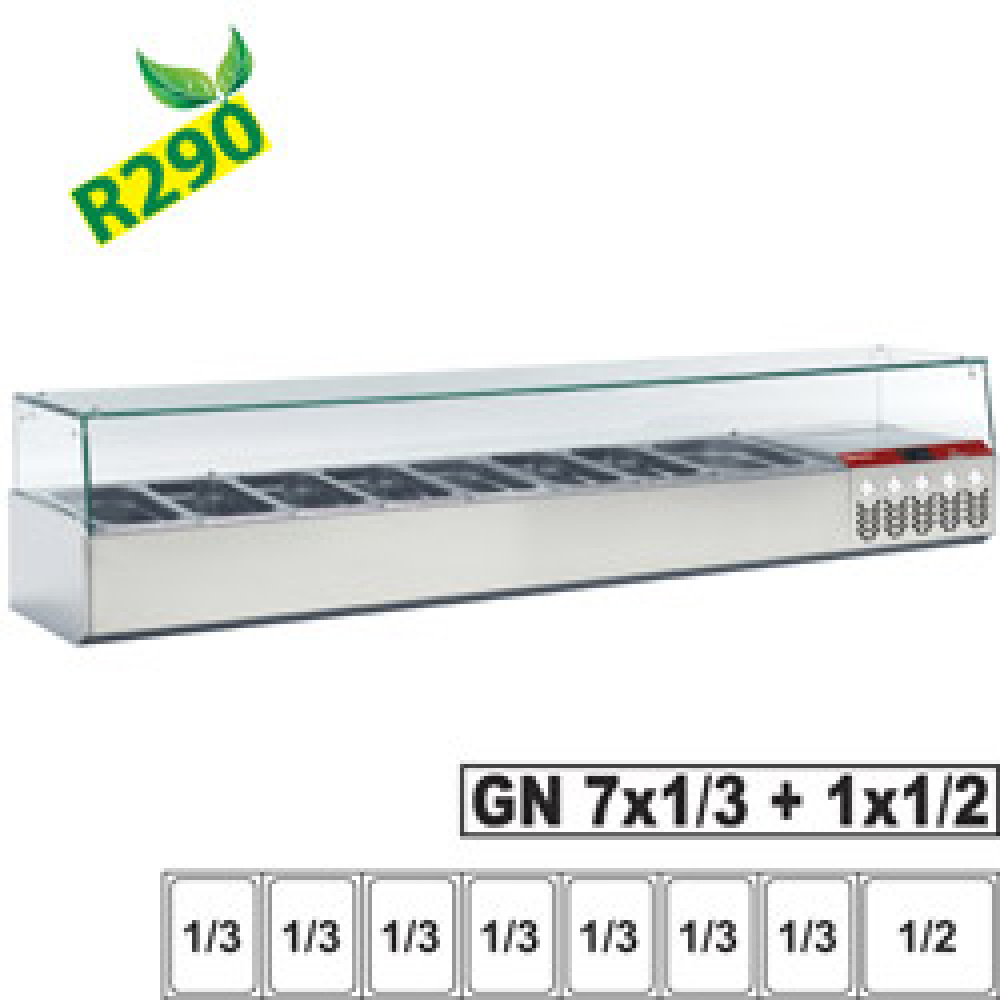 Estructura refrigerada GN 7x 1/3, 1x 1/2, con cristal derecho