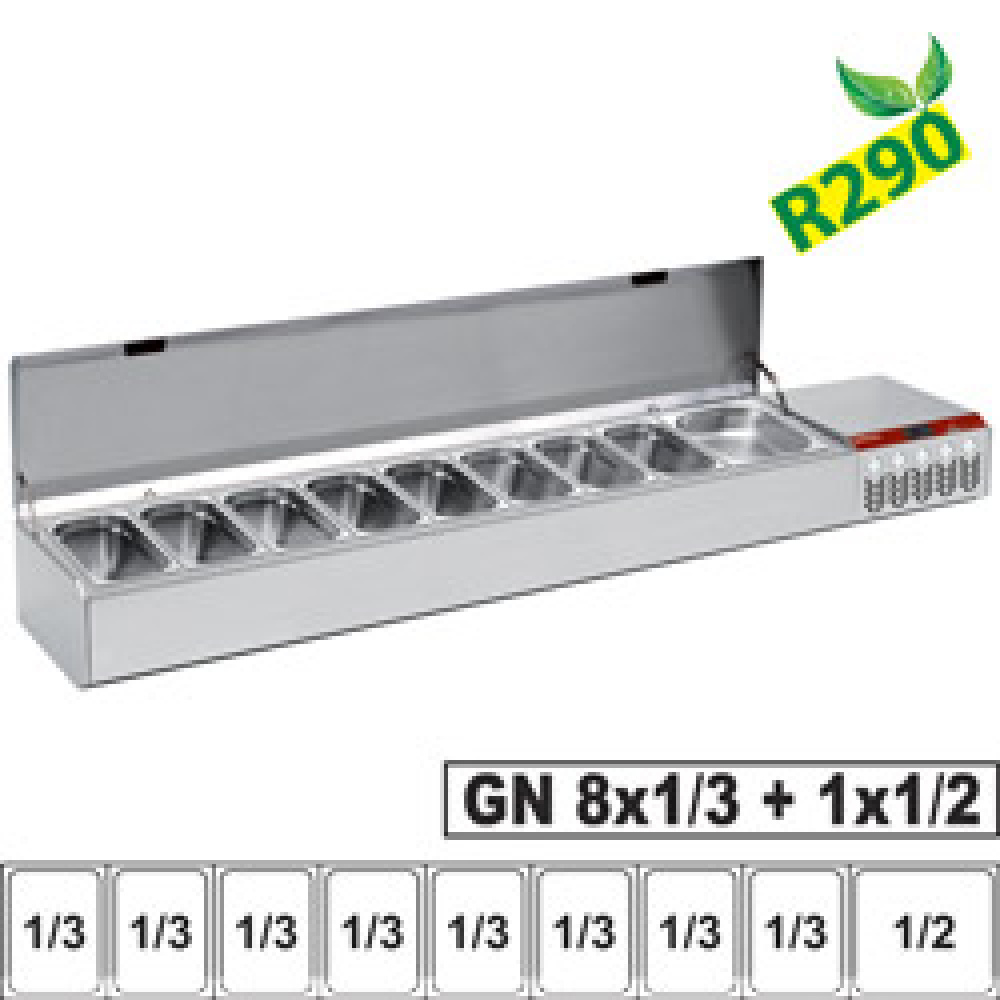 Estructura refrigerada GN 8x1/3, 1x1/2, con tapa