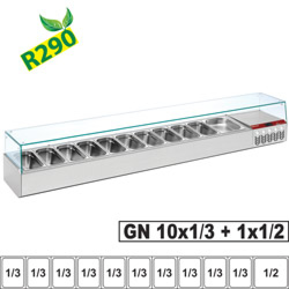Estructura refrigerada GN 10x 1/3, 1x 1/2, con cristal derecho