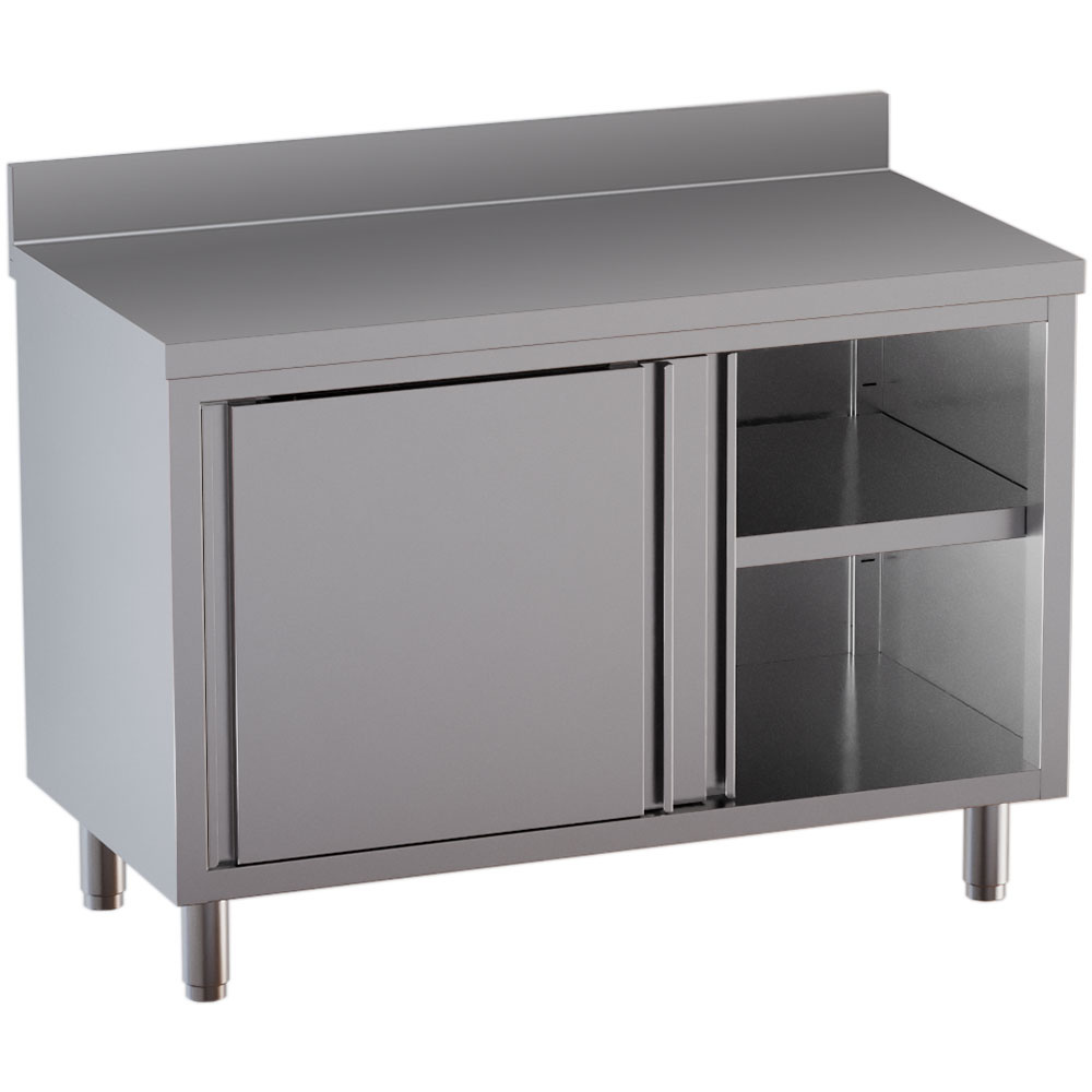 Mesa armario neutra, puertas correderas, con peto trasero