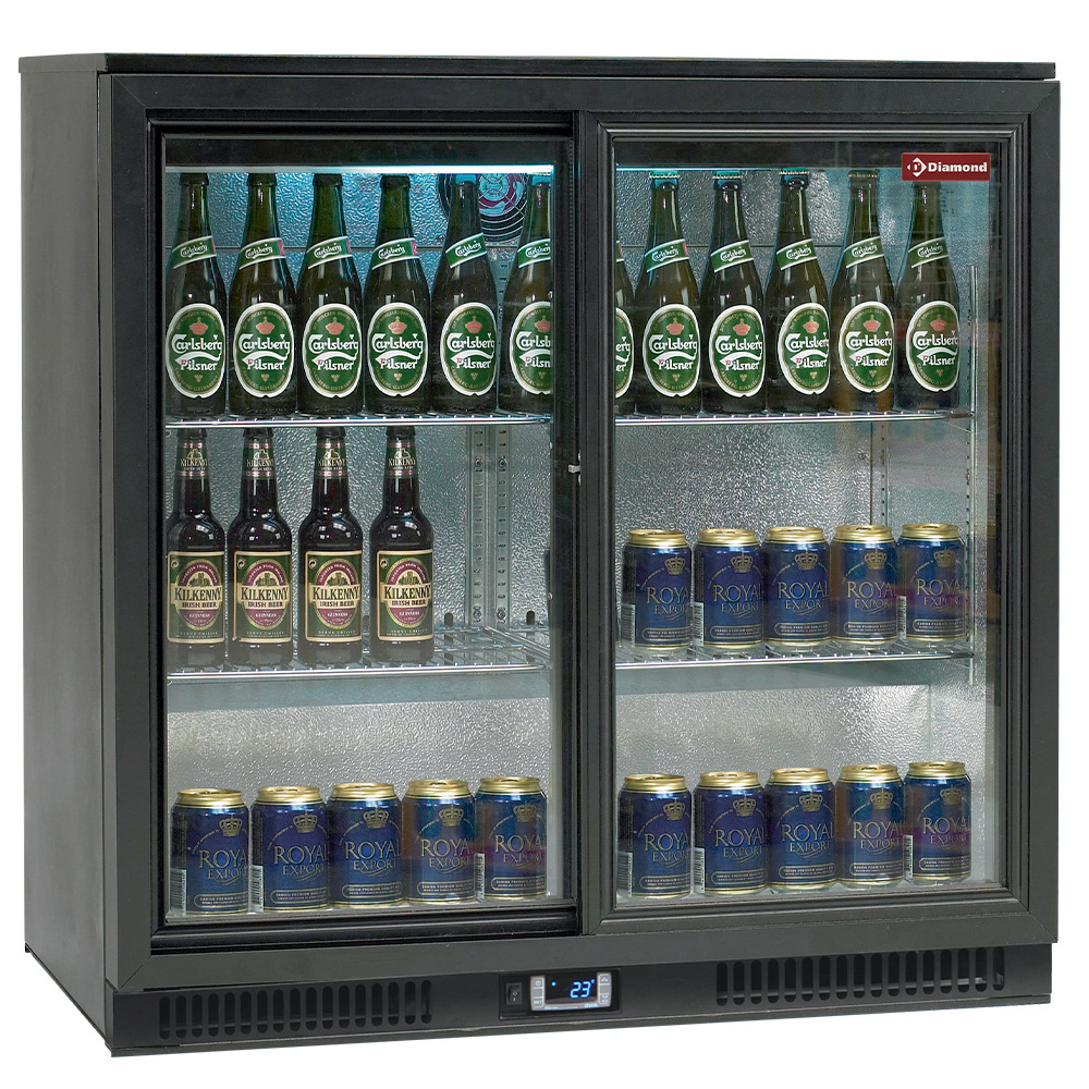 Enfriador de botellas, ventilado, "Back Bar" , 2 puertas corredizas