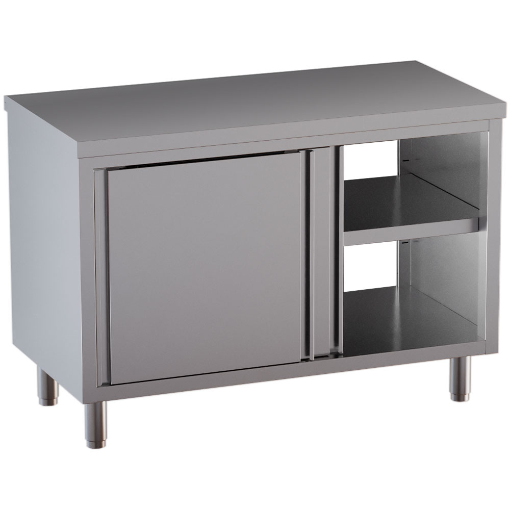 Mesa armario neutra, puertas correderas, paso central