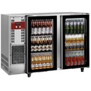 Enfríador de botellas, acero inoxidable, 2 puertas de vidrio, 375 litros