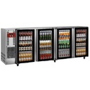 Enfriador de botellas, acero inoxidable, 4 puertas de vidrio, 783 litros