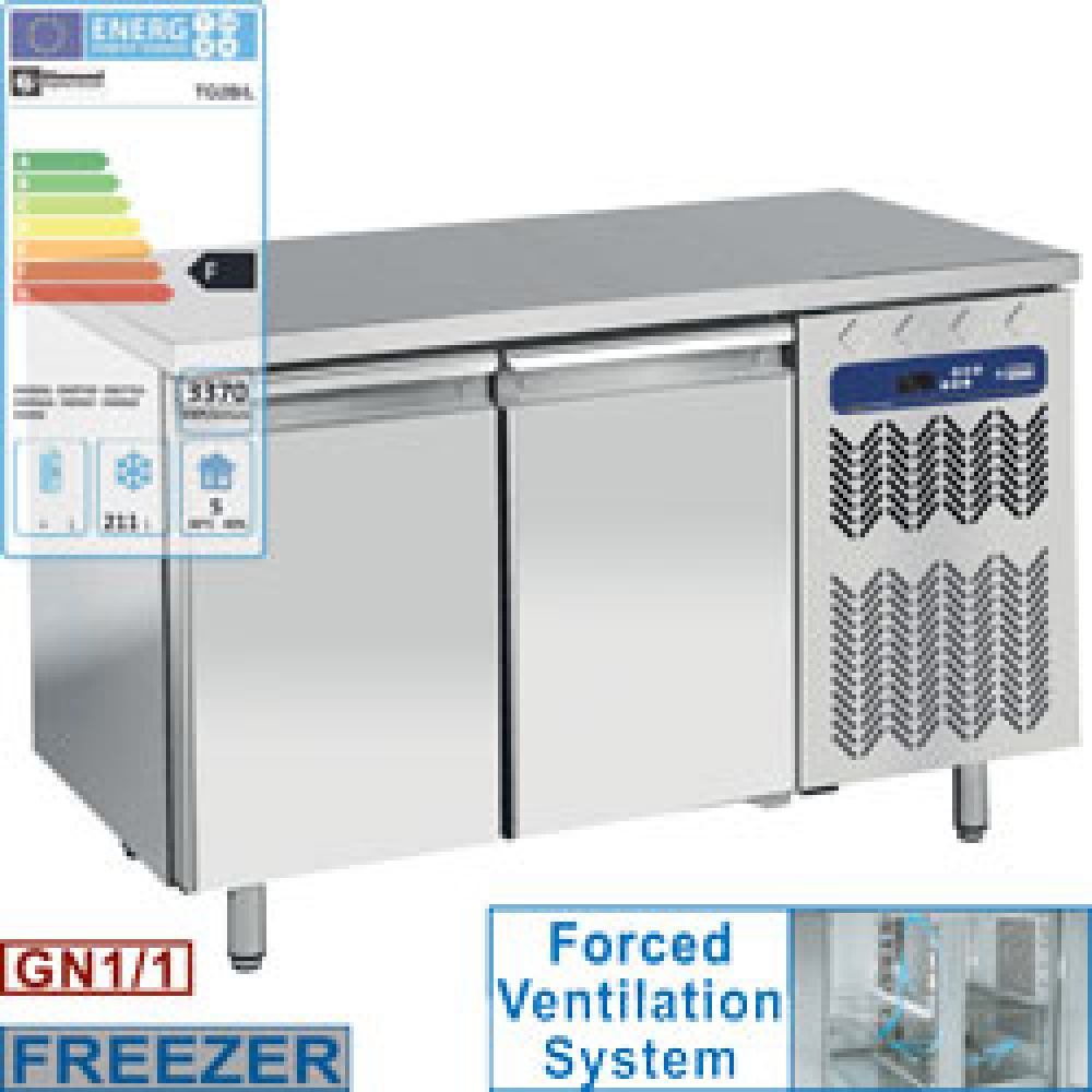 Mesa de congelación, ventilada, 2 puertas GN 1/1