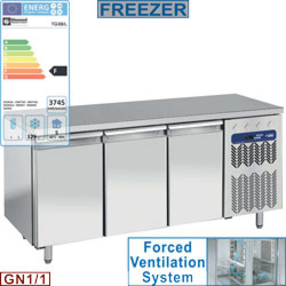 Mesa de congelación, ventilada, 3 puertas GN 1/1