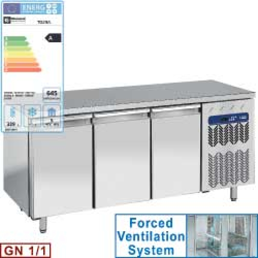 Mesa frigorífica ventilada, 3 puertas GN 1/1