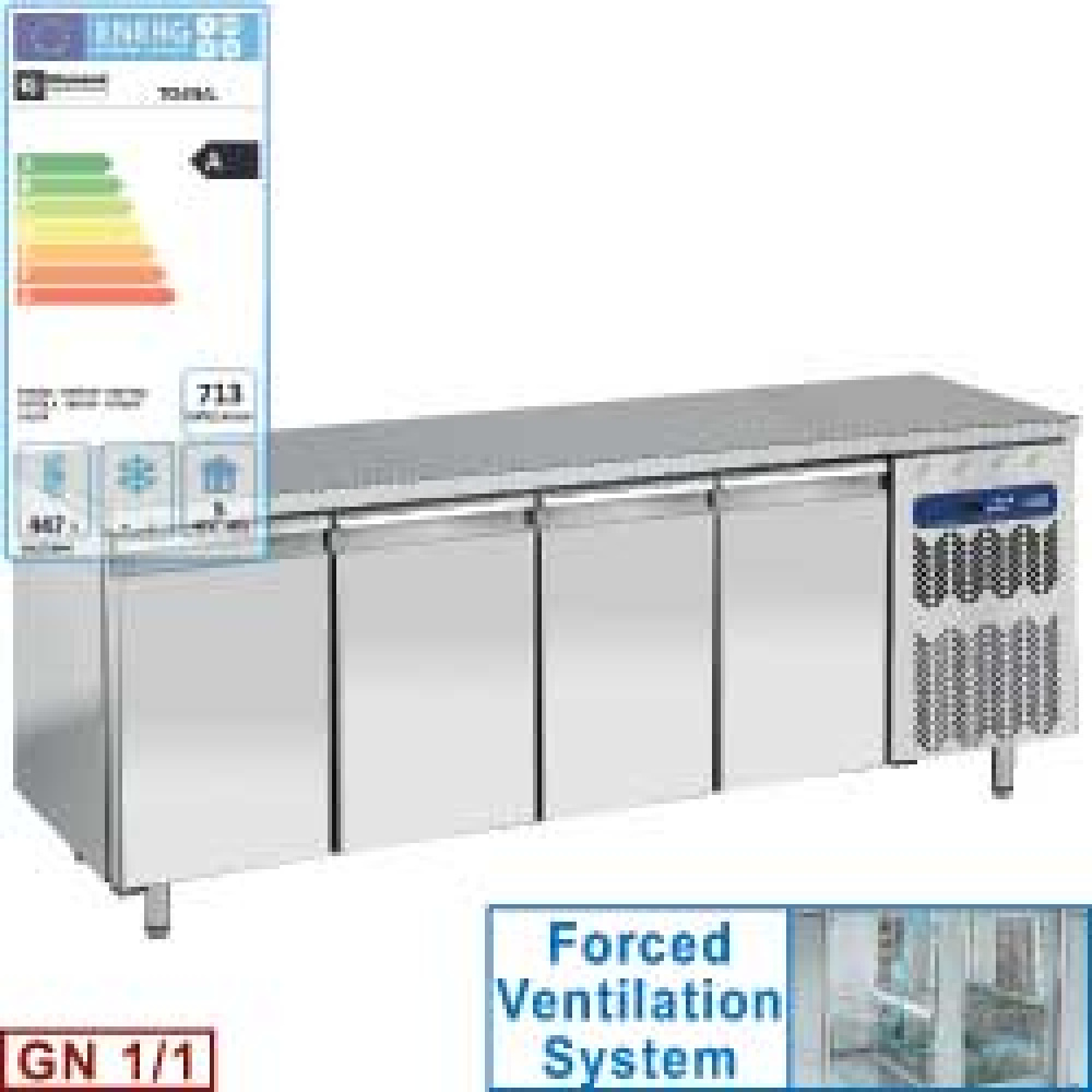 Mesa frigorífica ventilada, 4 puertas GN 1/1