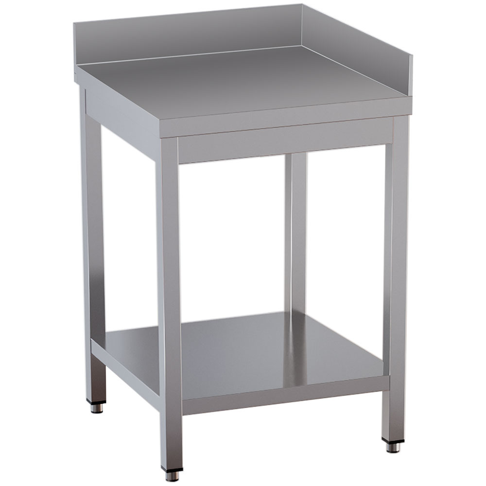Mesa de trabajo 90° con estante inferior y 2 petos trasero