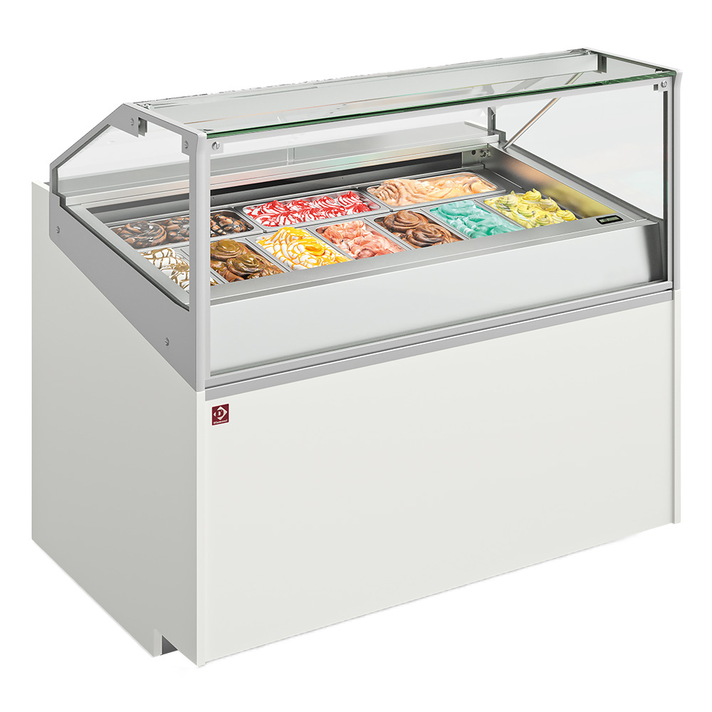 Mostrador de helados con 10 bandejas de acero inoxidable (360x165)